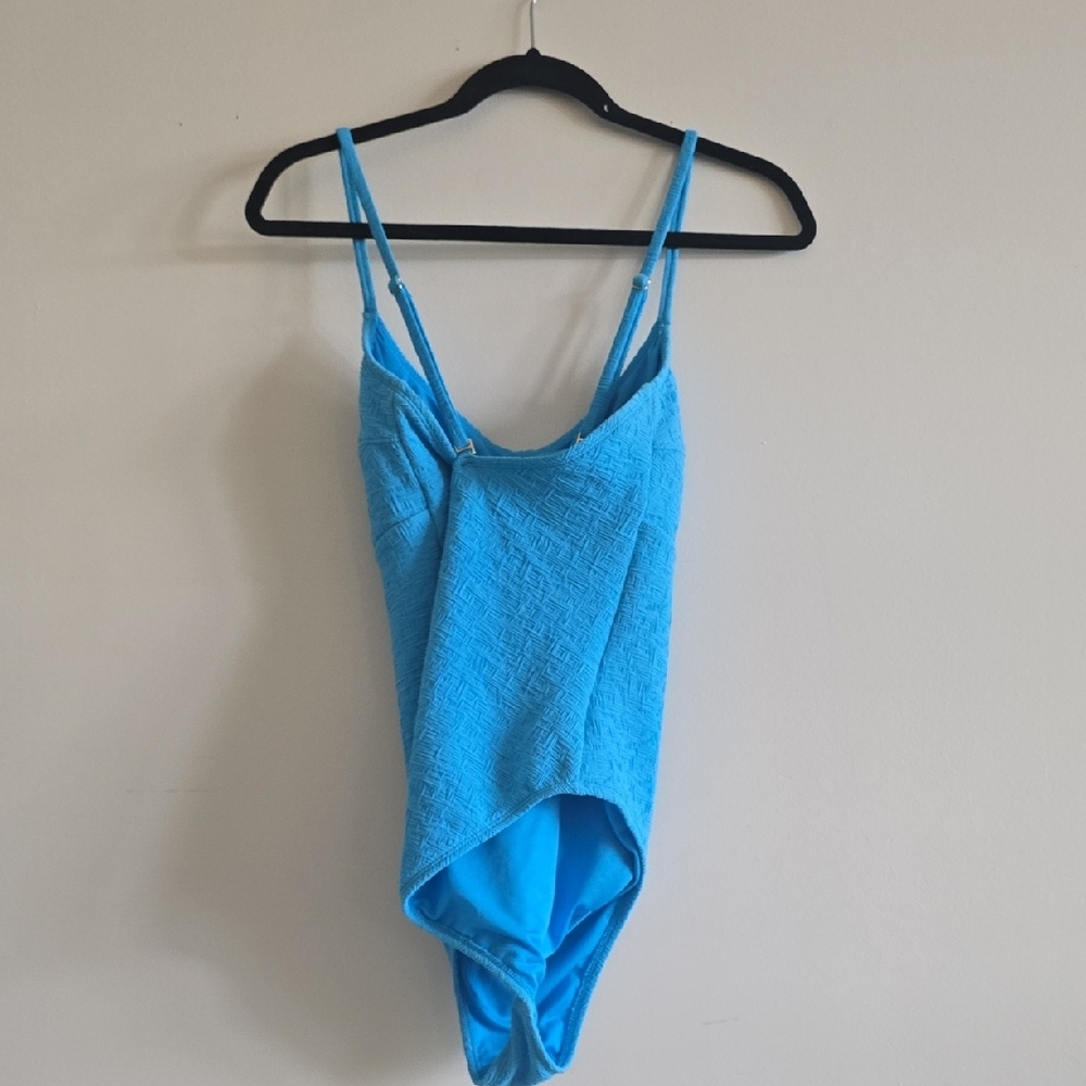 Blue Textured One-Piece Bathing Suit - Picture 2 of 4